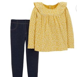 2-Piece Floral Ruffle Top & Jegging Set